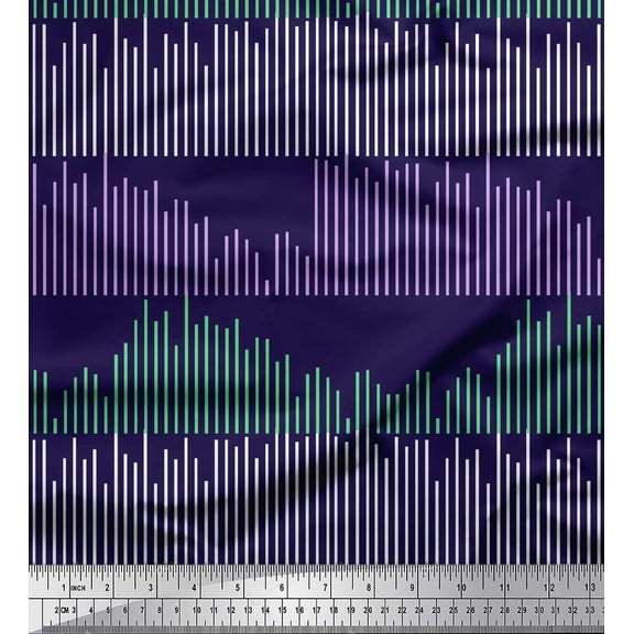 Soimoi Velvet Fabric Musical Sound Wave Lines Shirting Decor Fabric Printed Yard 58 Inch Wide