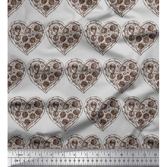 Soimoi Velvet Fabric Pizza Food Print Sewing Fabric Yard 58 Inch Wide