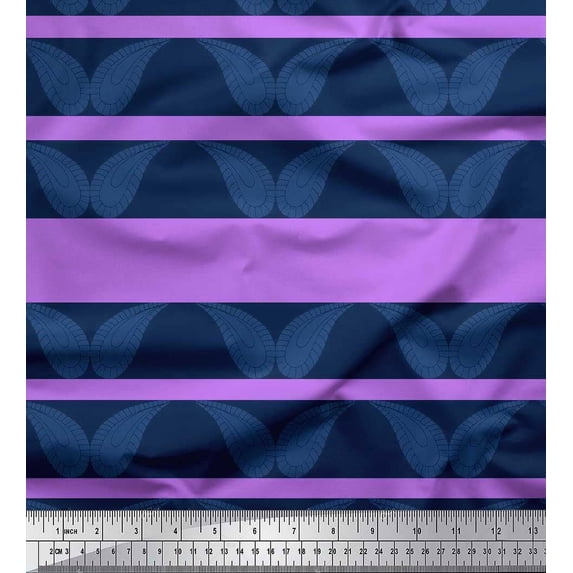 Soimoi Velvet Fabric Stripe & Paisley Printed Craft Fabric by the Yard 58 Inch Wide