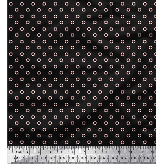 Soimoi Velvet Fabric Swimming Ring Small Print Sewing Fabric Yard 58 Inch Wide
