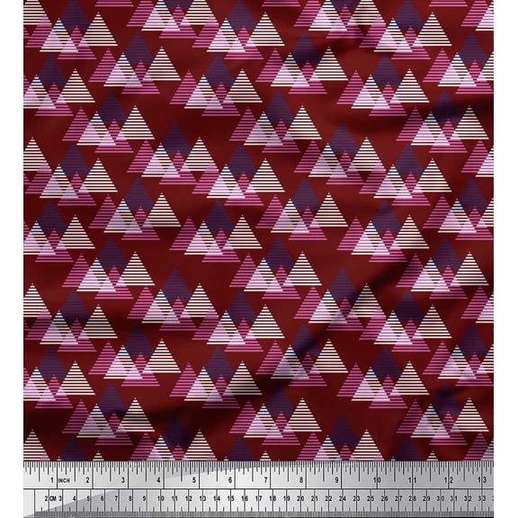 Soimoi Velvet Fabric Triangle Small Printed Fabric 1 Yard 58 Inch Wide