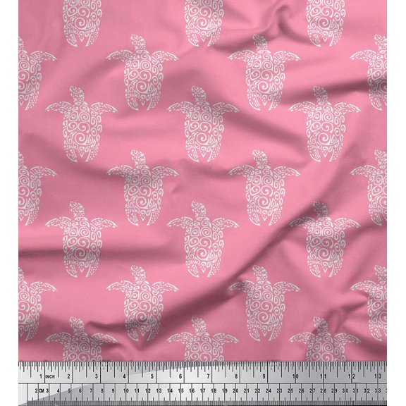 Soimoi Velvet Fabric Turtle Block Decor Fabric Printed Yard 58 Inch Wide