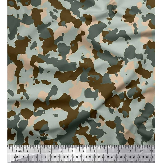 Soimoi Velvet Fabric Two Tone Camouflage Printed Fabric 1 Yard 58 Inch Wide