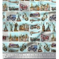thumbnail image 1 of Soimoi Velvet Fabric Vehicles & Monuments Patchwork Decor Fabric Printed Yard 58 Inch Wide, 1 of 1