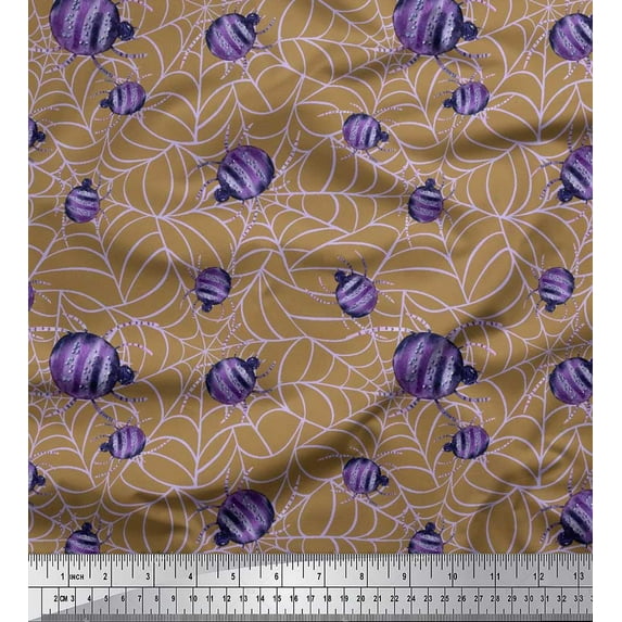 Soimoi Velvet Fabric Web & Spider Insects Decor Fabric Printed Yard 58 Inch Wide