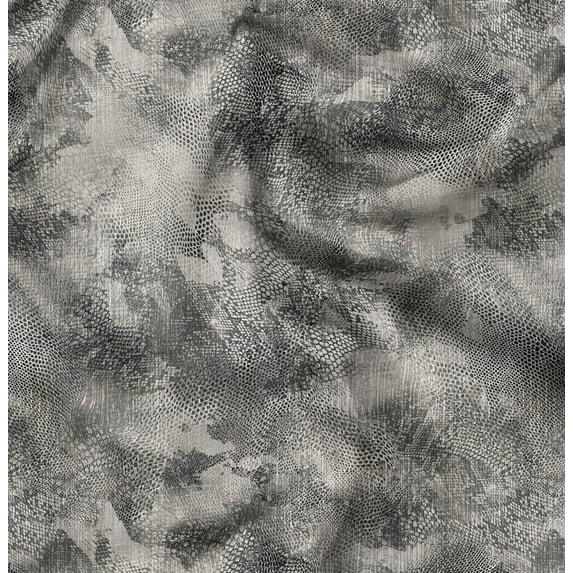 Soimoi Velvet Gray Fabric By the Yard - 54 Inch Wide - Snake Animal Skin Print Textile - Stylish and Trendy Patterns for Apparel Printed Fabric