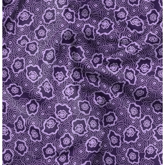Soimoi Velvet Purple Fabric - By the Yard - 54 Inch Wide - Abstract Floral Pattern - Graceful and Whimsical Designs for Apparel and Crafts Printed Fabric