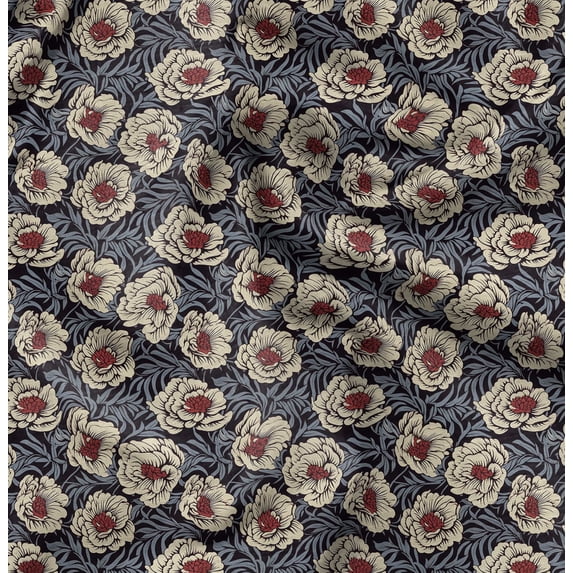 Soimoi Velvet White Fabric By the Yard - 54 Inch Wide - Florals Print Fabric - Elegant and Timeless Patterns for Fashion and Home Decor Printed Fabric
