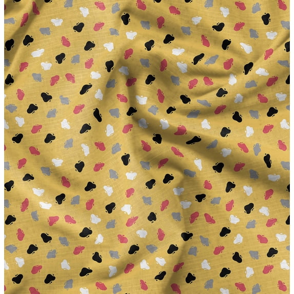 Soimoi Velvet Yellow Fabric - By the Yard - 54 Inch Wide - Abstracts Art Fabric - Contemporary and Unique Patterns for Creative Projects Printed Fabric