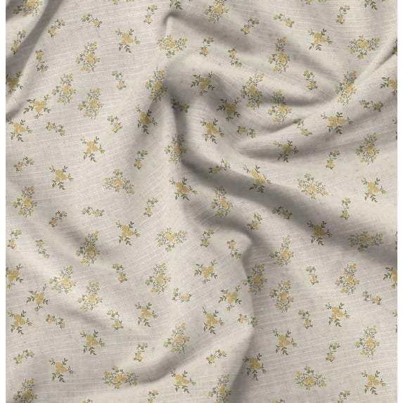 Soimoi Velvet Yellow Fabric By the Yard - 54 Inch Wide - Florals, Leaves Print Fabric - Elegant & Beautiful Patterns for Fashion and Home Decor Printed Fabric