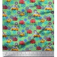 thumbnail image 1 of Soimoi Viscose Chiffon Fabric Artistic Floral & School Bus Kids Print Fabric by Yard 42 Inch Wide, 1 of 1