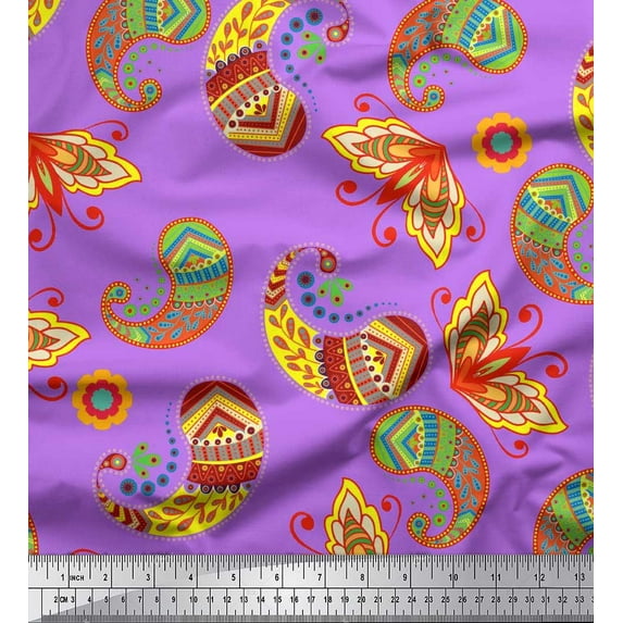 Soimoi Viscose Chiffon Fabric Artistic Paisley Print Fabric by the Yard 42 Inch Wide