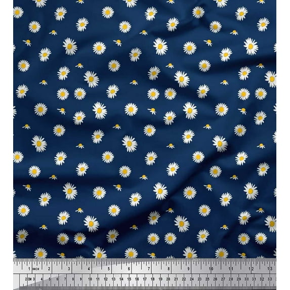 Soimoi Viscose Chiffon Fabric Daisy Shirting Print Fabric by Yard 42 Inch Wide