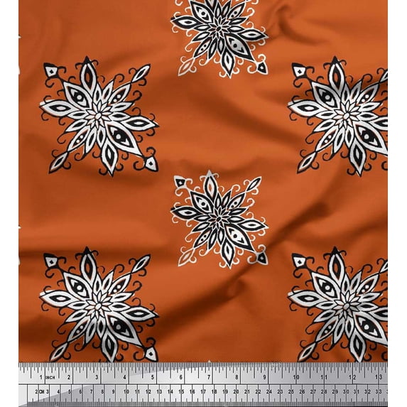 Soimoi Viscose Chiffon Fabric Floral Block Printed Craft Fabric by The Yard 42 Inch Wide