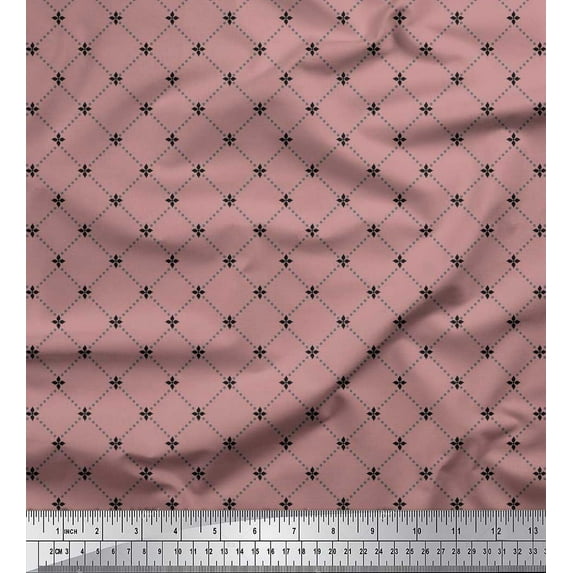Soimoi Viscose Chiffon Fabric Floral & Dotted Check Shirting Print Fabric by Yard 42 Inch Wide