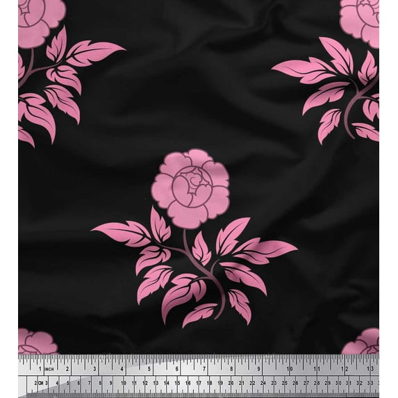 Soimoi Viscose Chiffon Fabric Leaves & Floral Artistic Print Sewing Fabric Yard 42 Inch Wide