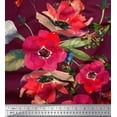 thumbnail image 1 of Soimoi Viscose Chiffon Fabric Leaves & Poppy Flower Print Sewing Fabric Yard 42 Inch Wide, 1 of 1