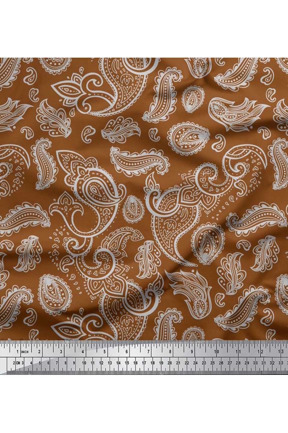 Viscose Chiffon Fabric Paisley Block Decor Fabric Printed Yard 42 Inch Wide