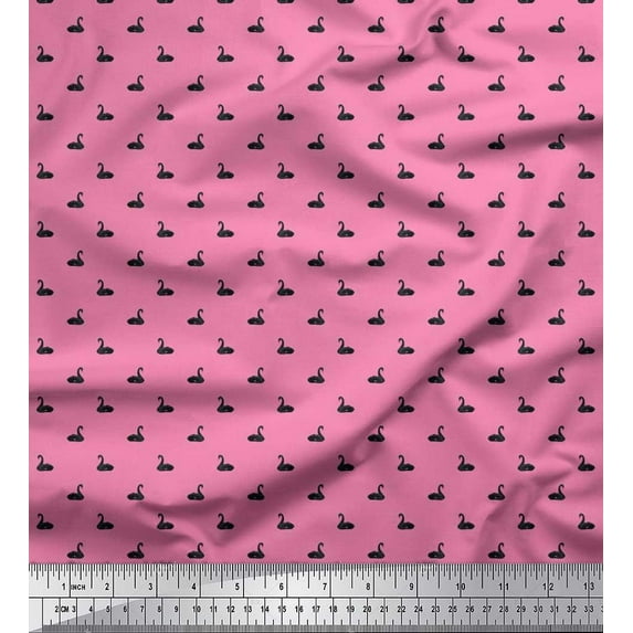 Soimoi Viscose Chiffon Fabric Swan Bird Print Fabric by The Yard 42 Inch Wide