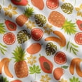 thumbnail image 1 of Soimoi Watercolor Fruit Printed, Japan Crepe SatinFabric, by The Yard 54 Inch Wide, Decorative Sewing Fabric for Dresses Kimonos Gowns, Green & Orange, 1 of 5