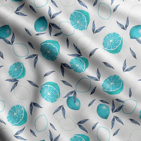 Soimoi Watercolor Fruit Printed, Poly Canvas Fabric, Decor Sewing Fabric by The Yard 56 Inch Wide,Decorative Fabric for Curtains Tote Bags, Turquoise Blue