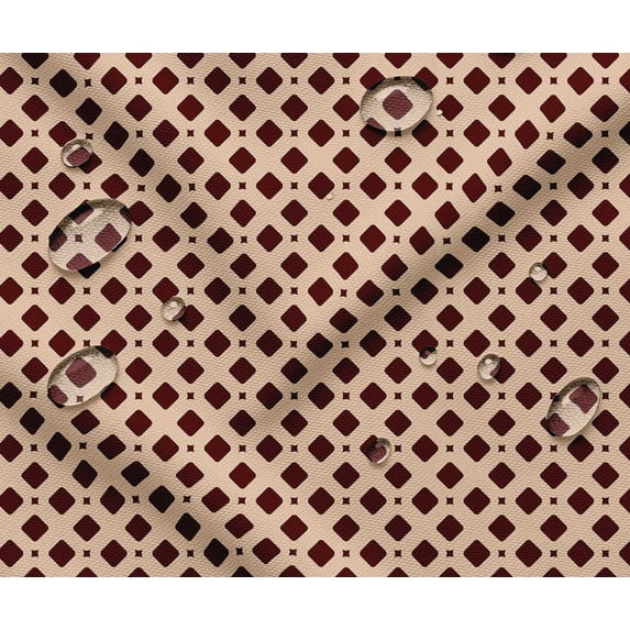 Soimoi Waterproof Outdoor Fabric by 10 Yard | Geometric Print on Maroon | 56" Wide | UV Resistant & Durable Taffeta Material for Cushions, Covers, Curtains, awning & DIY Projects