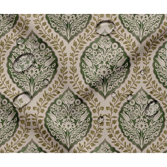 Soimoi Waterproof Outdoor Fabric By 10 Yard | Leaves Print on Green | 56" Wide | UV Resistant & Durable Taffeta Material for Cushions, Covers, Curtains, awning & DIY Projects