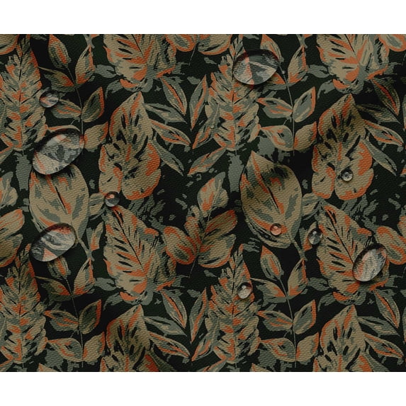Soimoi Waterproof Outdoor Fabric by 10 Yard | Leaves Print on Taupe | 56" Wide | UV Resistant & Durable Taffeta Material for Cushions, Covers, Curtains, awning & DIY Projects