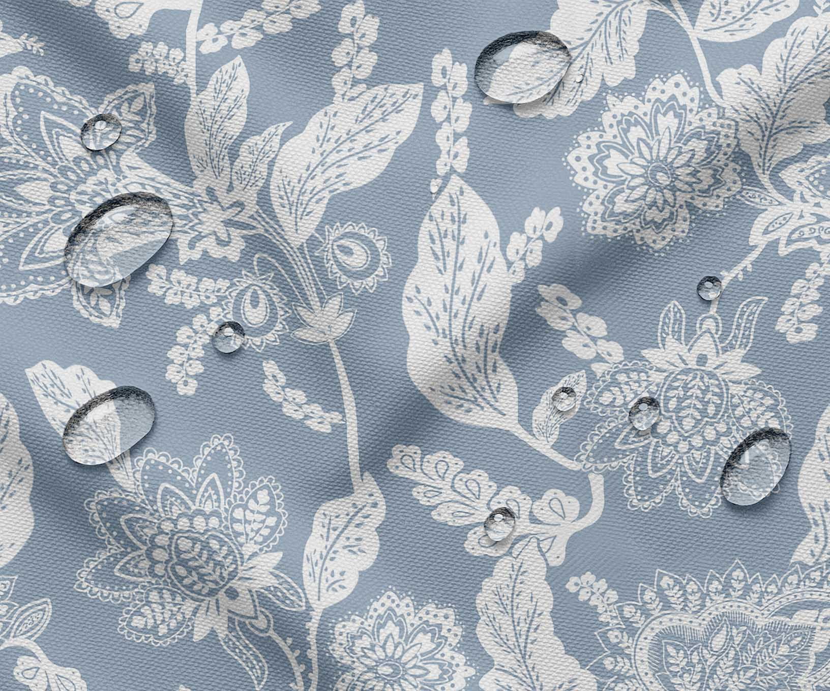 Soimoi Waterproof Outdoor Fabric By 3 Yard | Floral Print on Blue | 56 ...