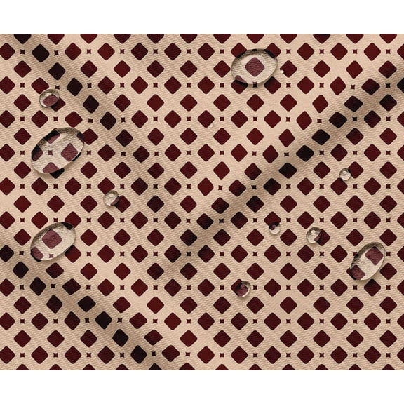 Soimoi Waterproof Outdoor Fabric by 3 Yard | Geometric Print on Maroon | 56" Wide | UV Resistant & Durable Taffeta Material for Cushions, Covers, Curtains, awning & DIY Projects