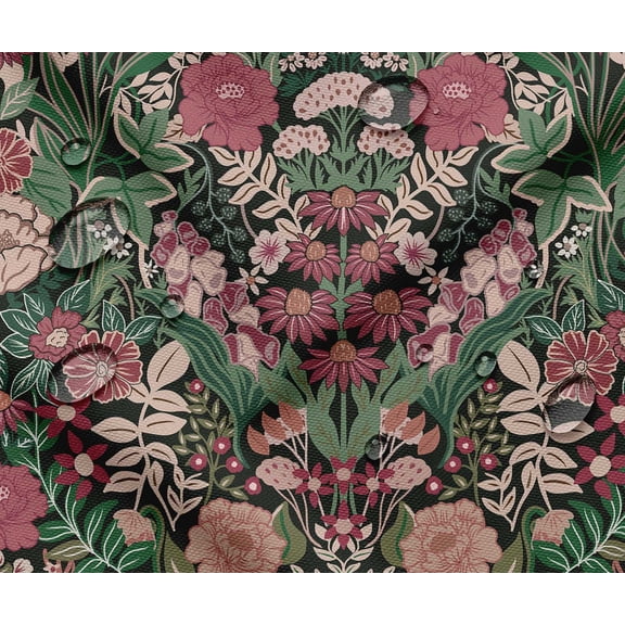 Soimoi Waterproof Outdoor Fabric By The Yard | Floral Pattern on Green | 56" Wide | UV Resistant & Durable Taffeta Material for Cushions, Covers, Curtains, awning & DIY Projects