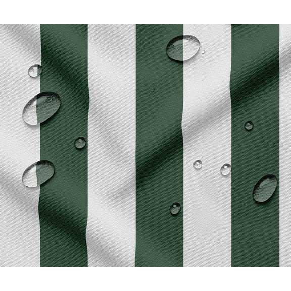 Soimoi Waterproof Outdoor Fabric By The Yard | Stripe Print on Green | 56" Wide | UV Resistant & Durable Taffeta Material for Cushions, Covers, Curtains, awning & DIY Projects