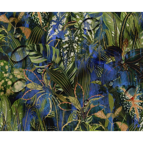 Soimoi Waterproof Outdoor Fabric By The Yard | Tropical Print on Green | 56" Wide | UV Resistant & Durable Taffeta Material for Cushions, Covers, Curtains, awning & DIY Projects
