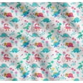 thumbnail image 1 of Soimoi White Cotton Cambric Fabric Aster Flower & Dinosaur Kids Fabric Prints By Yard 56 Inch Wide, 1 of 7