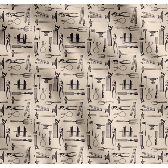 Soimoi White Cotton Cambric Fabric Tools Hardware Decor Fabric Printed Yard 42 Inch Wide