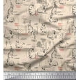 thumbnail image 1 of Soimoi White Cotton Duck Fabric Abstract & Rabbit Animal Print Fabric by Yard 56 Inch Wide, 1 of 3