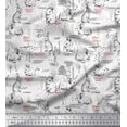 thumbnail image 1 of Soimoi White Cotton Duck Fabric Abstract & Rabbit Animal Printed Fabric 1 Yard 42 Inch Wide, 1 of 3
