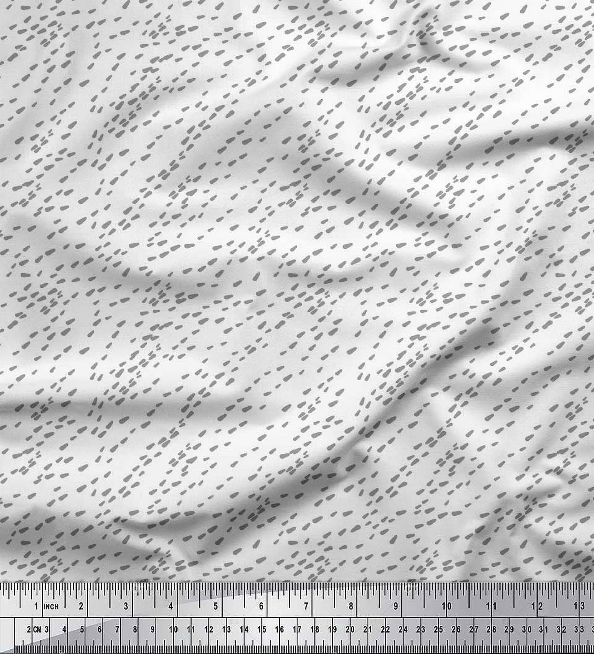 Soimoi White Cotton Duck Fabric Brush Stroke Abstract Print Sewing Fabric Yard 42 Inch Wide
