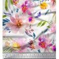thumbnail image 1 of Soimoi White Cotton Duck Fabric Leaves & Floral Printed Craft Fabric by The Yard 56 Inch Wide, 1 of 1