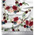thumbnail image 1 of Soimoi White Cotton Duck Fabric Ranunculus & Penoy Floral Print Print Sewing Fabric By the Yard 44 Inch Wide, 1 of 3