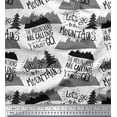 thumbnail image 1 of Soimoi White Cotton Jersey Fabric Mountains & Text Print Fabric by the Yard 58 Inch Wide, 1 of 3