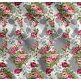 thumbnail image 1 of Soimoi White Cotton Voile Fabric Leaves & Grandiflora Roses Floral Decor Fabric Printed Yard 56 Inch Wide, 1 of 7