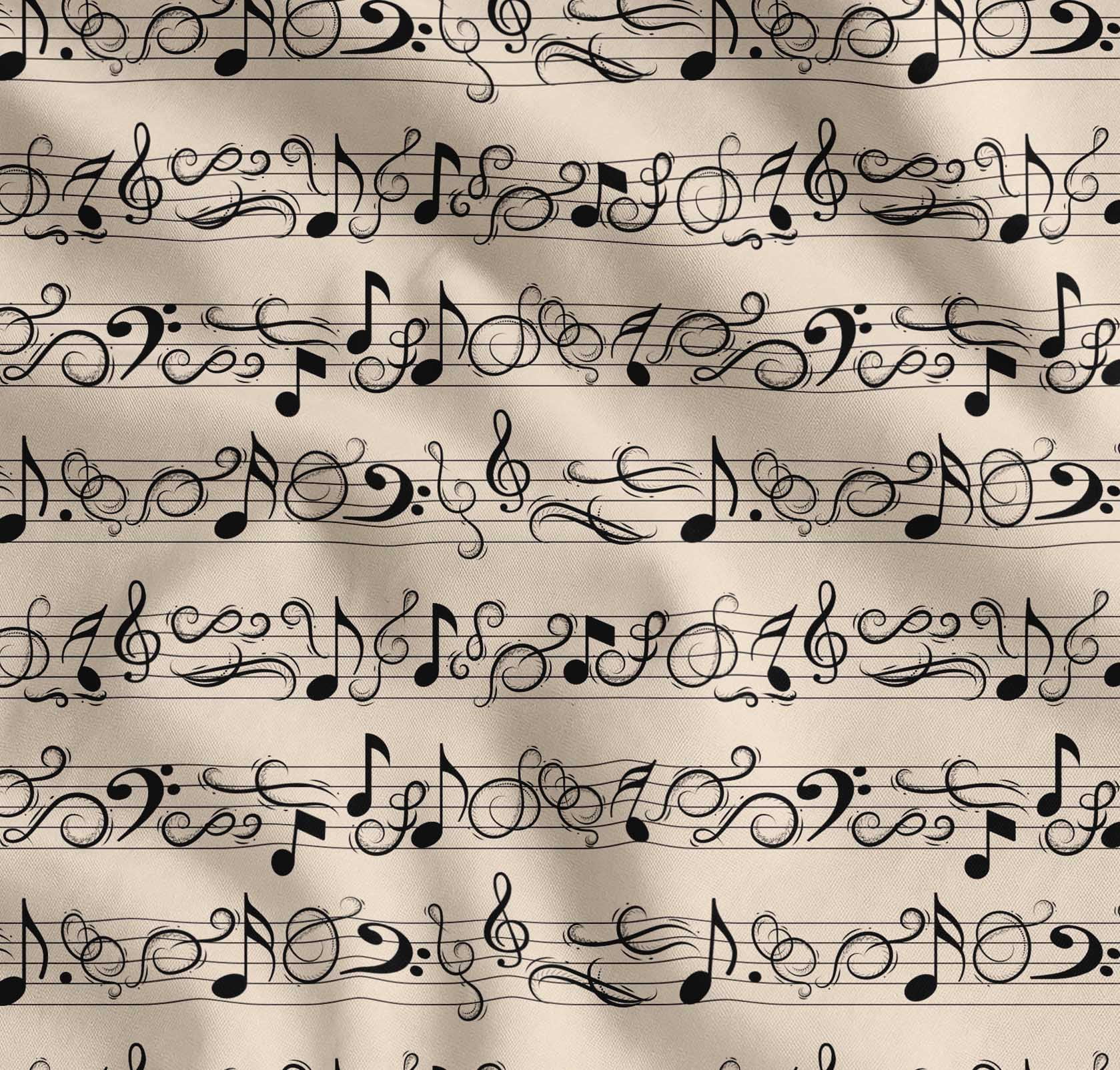 Otton A Instrument Soimoi White Cotton Voile Fabric Notes Musical Instrument Print Sewing ...