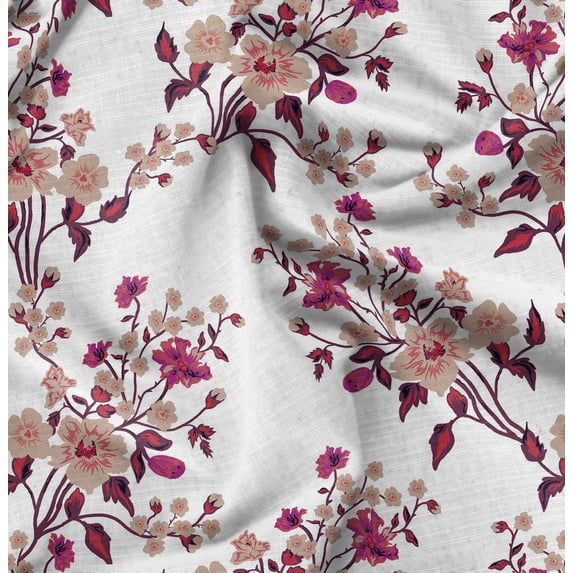 Soimoi White Fabric - By the Yard - 56 Inch Wide - Florals Print Fabric - Elegant and Timeless Patterns for Fashion and Home Decor Printed Fabric