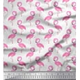 thumbnail image 1 of Soimoi White Heavy Canvas Fabric Flamingo Bird Print Sewing Fabric Yard 58 Inch Wide, 1 of 3