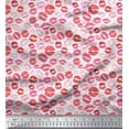 thumbnail image 1 of Soimoi White Heavy Canvas Fabric Lips Women Printed Fabric 1 Yard 58 Inch Wide, 1 of 3