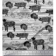 thumbnail image 1 of Soimoi White Heavy Canvas Fabric Stencil Cow & Pig Animal Print Fabric by the Yard 58 Inch Wide, 1 of 3