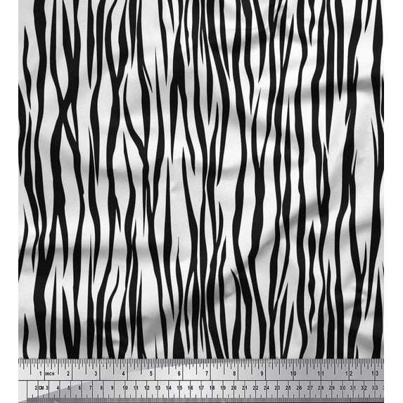 Soimoi White Poly Georgette Fabric Wild Animal Skin Print Fabric by Yard 42 Inch Wide