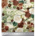thumbnail image 1 of Soimoi White Rayon Fabric Leaves & Peony Floral Fabric Prints By Yard 42 Inch Wide, 1 of 3