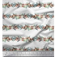 thumbnail image 1 of Soimoi White Silk Fabric Pine Leaves & Floral Stripe Print Fabric by Yard 42 Inch Wide, 1 of 3